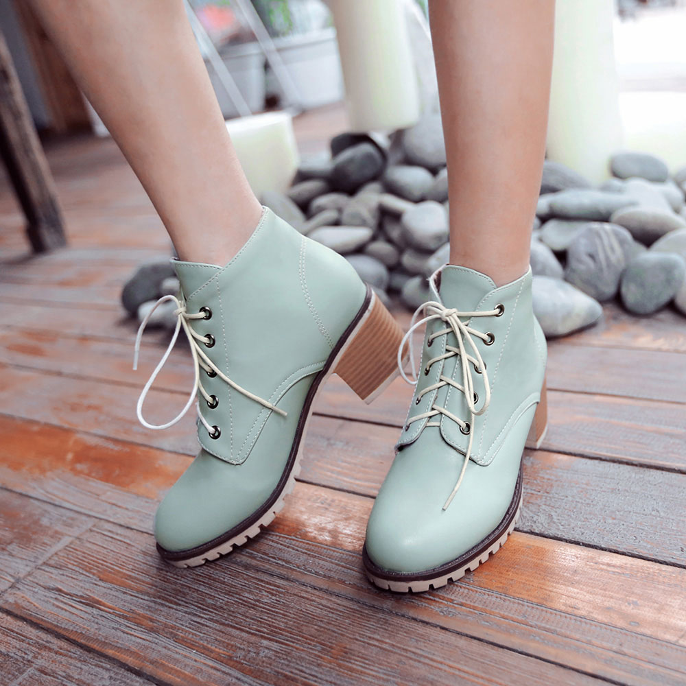 Giày boot ielgy cao gót 6cm mũi tròn màu trơn thời trang cho nữ