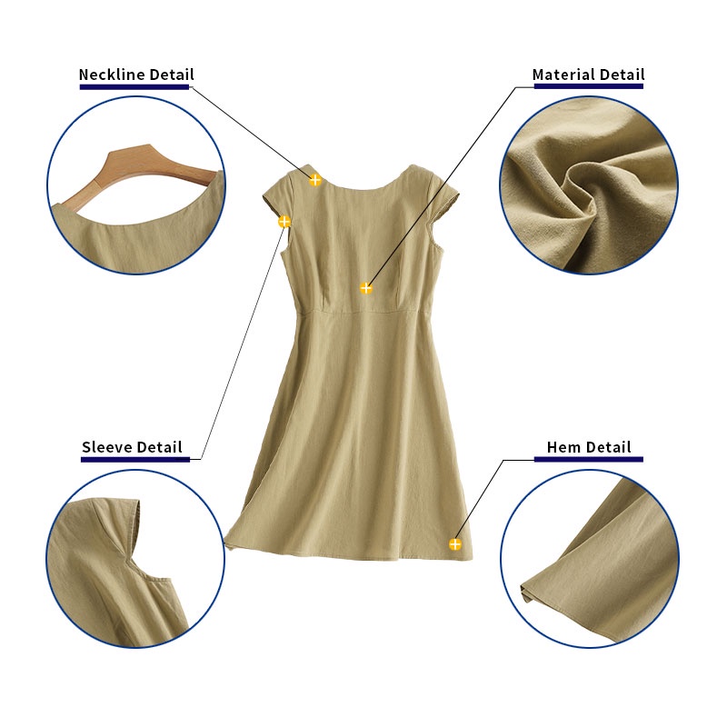 Đầm mini ZANZEA tay ngắn cổ tròn màu trơn có khóa kéo thời trang cho nữ