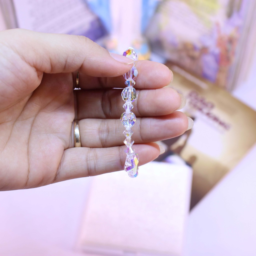 Vòng tay chuỗi mân côi pha lê Áo Swarovski cao cấp hạt tròn giác cạnh 8ly