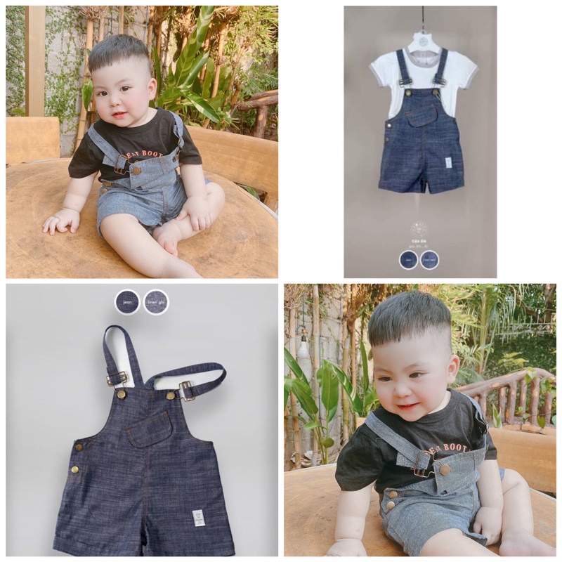 Yếm đùi Hrnee - set quần Yếm Hrnee cho bé trai bé gái từ 6 tháng đến 4 tuổi