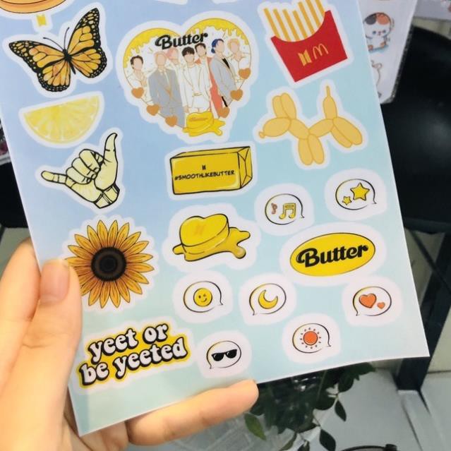 Set Sticker BTS Butter Theme Dán Mũ Bảo Hiểm, Laptop, Máy Tính Cầm Tay Casio, Điện Thoại,... Bền bỉ - kháng nước