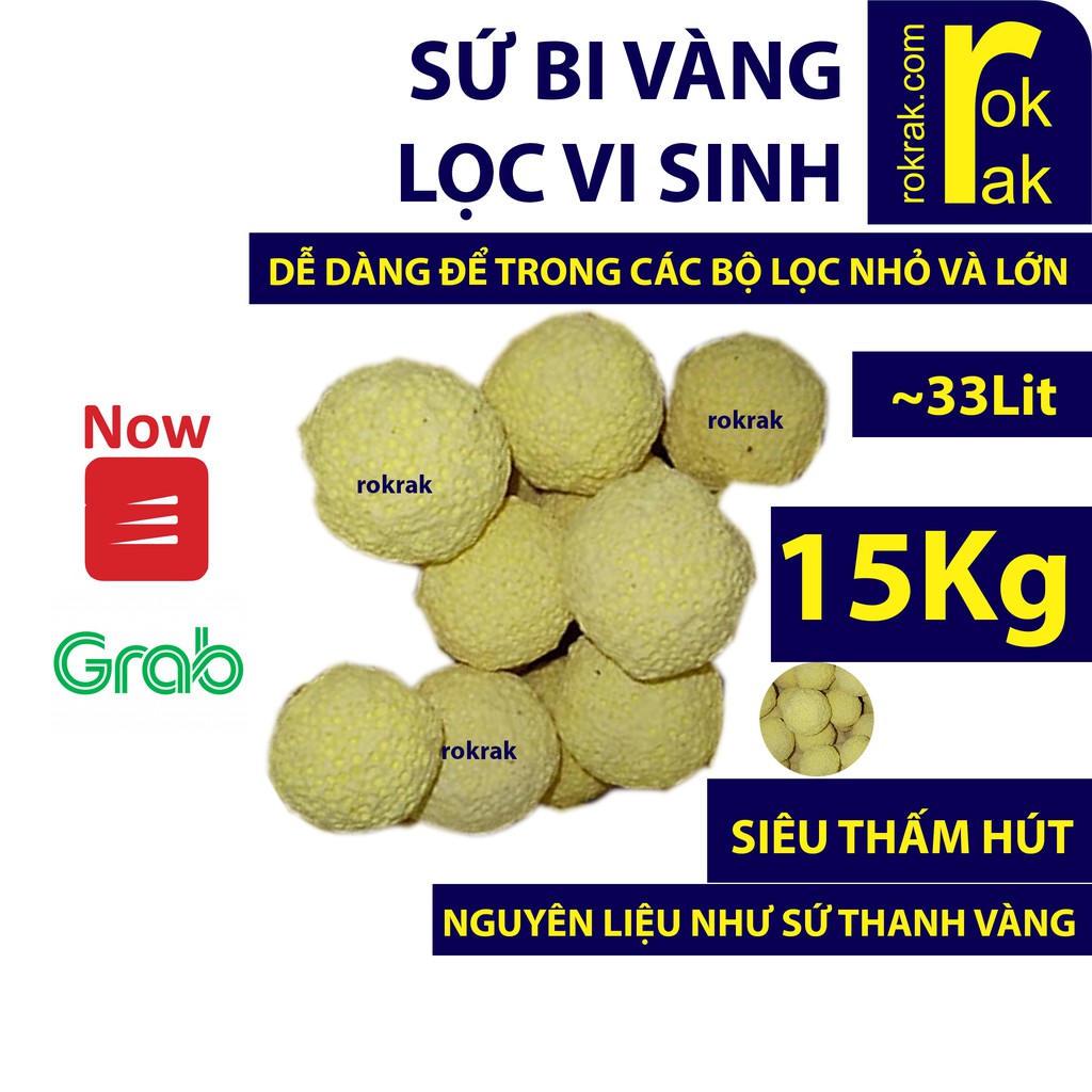 Sứ Bi Vàng 15Kg Sứ lọc nước hồ cá Thủy sinh phù hợp lọc thùng - lọc tràn