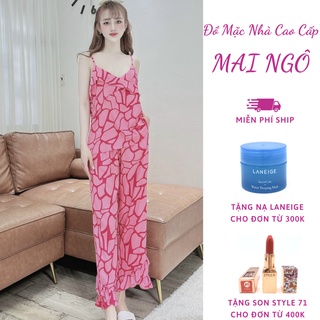 Đồ ngủ sexy nữ hai 2 dây gợi cảm, bộ lụa mặc nhà bigsize nữ dễ thương –MAI NGÔ đồ mặc nhà cao cấp