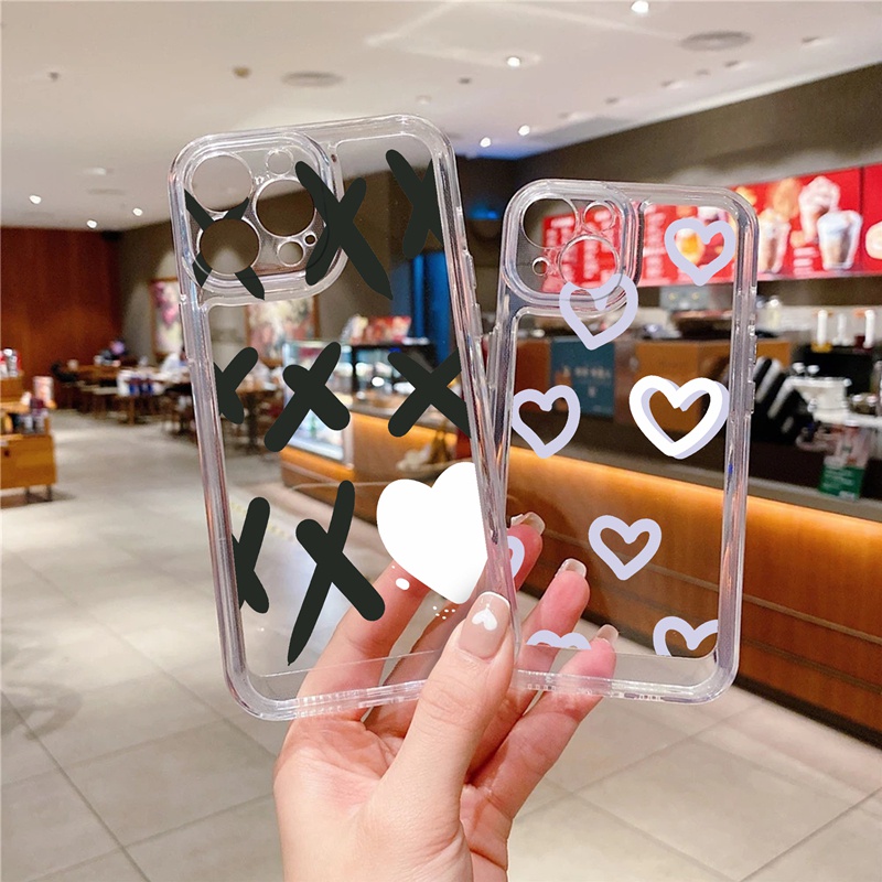 SUNTAIHO Ốp lưng iphone Ốp điện thoại dẻo trái tim/ chữ X thích hợp cho iPhone 11/ Pro/ 13 Pro/ Max 12 Pro/ Max/ XS Max/ XR/ 7/ 8 Plus