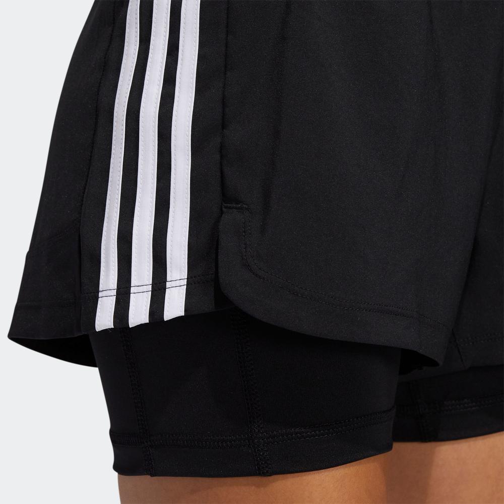 Quần Ngắn adidas TRAINING Nữ Quần short 2 trong 1 vải dệt 3 Sọc Pacer Màu đen GL7686