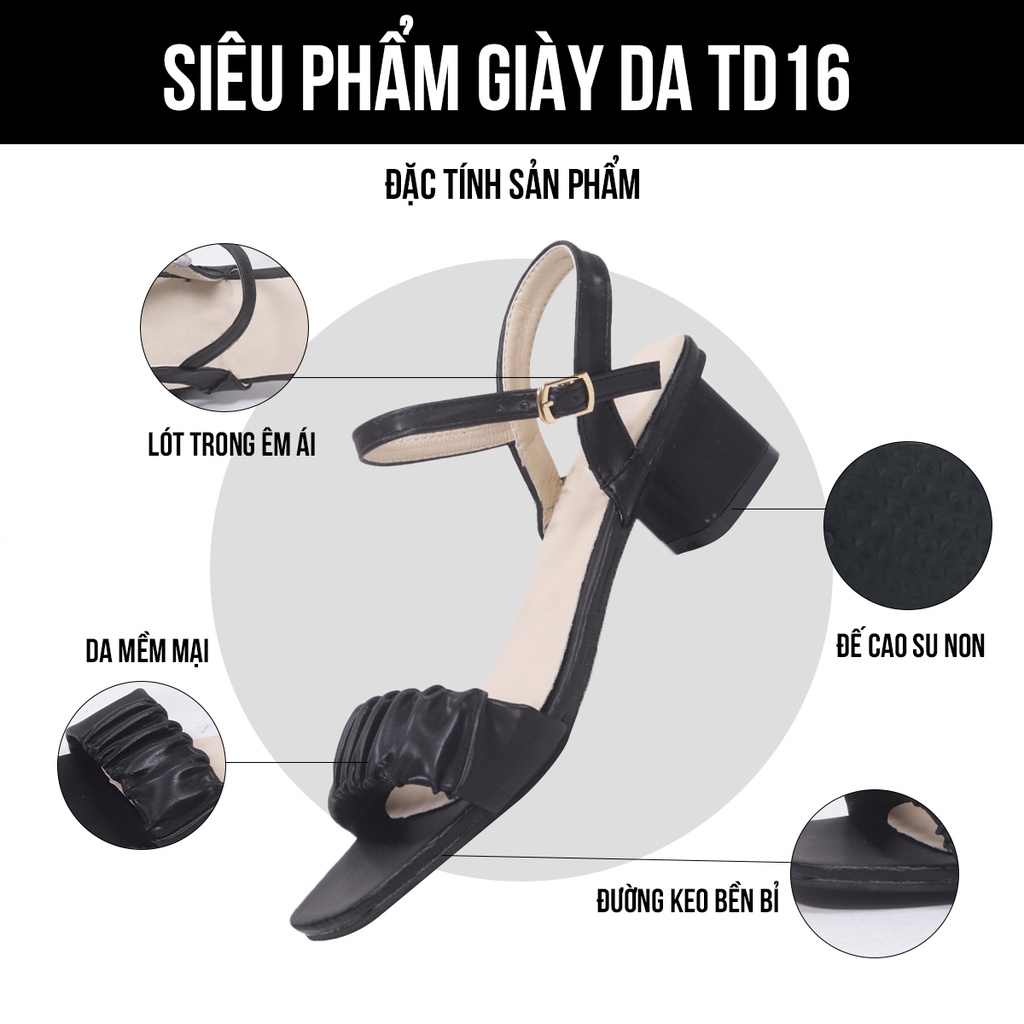 Giày cao gót nữ mũi nhọn đế vuông cao 3 phân màu trắng thiết kế nơ đính đá bít mũi TD16 TIMAN