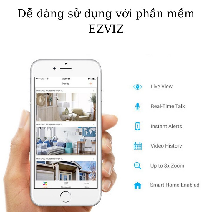 Camera Wifi , camera EZVIZ CS-CV206 ( C2C ), 2Mp 1080P , phát hiện chuyển động , đàm thoại 2 chiều , bảo hành chính hãng