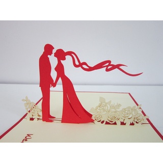 Thiệp cưới 3d độc đáo, cặp đôi hạnh phúc, wedding pop-up card, hmg handmade