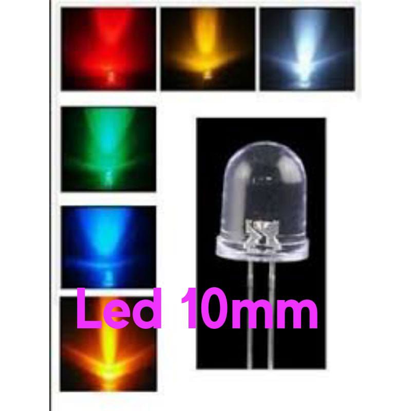 Set 10 đèn LED mini 10MM màu trắng/xanh/đỏ/vàng/xanh lá