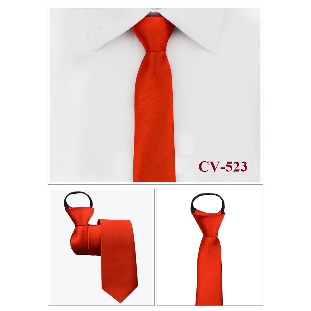 Cà vạt nam thắt sẵn giá rẻ lụa phi bóng bản nhỏ 5cm, Cravat phong cách Hàn Quốc - AdamZone