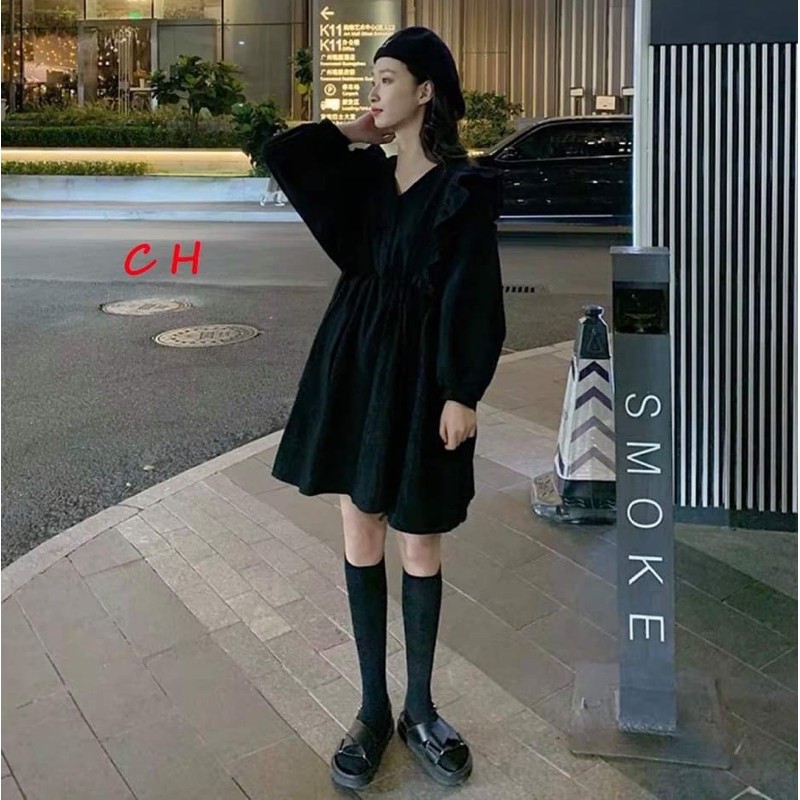 Váy baby doll tay cánh dơi cúc ngực bèo vai COM877 | BigBuy360 - bigbuy360.vn