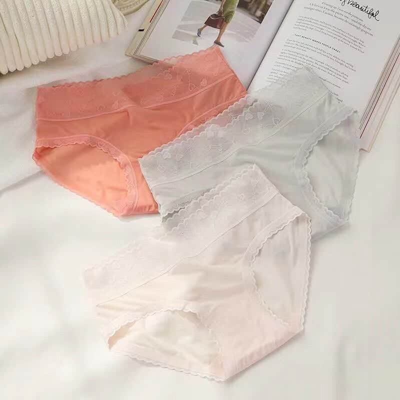 (Chọn màu) Quần lót su pha ren hình trái tim ngọt ngào MS1013