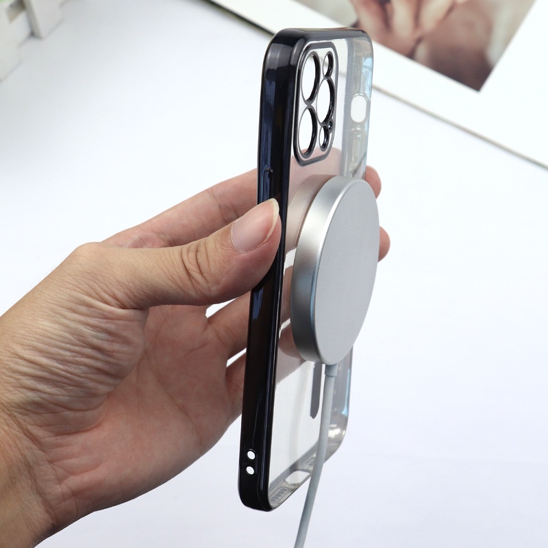 Ốp lưng từ tính sạc không dây viền si iPhone X/xsmax/11/11promax/12/12promax/13/13promax
