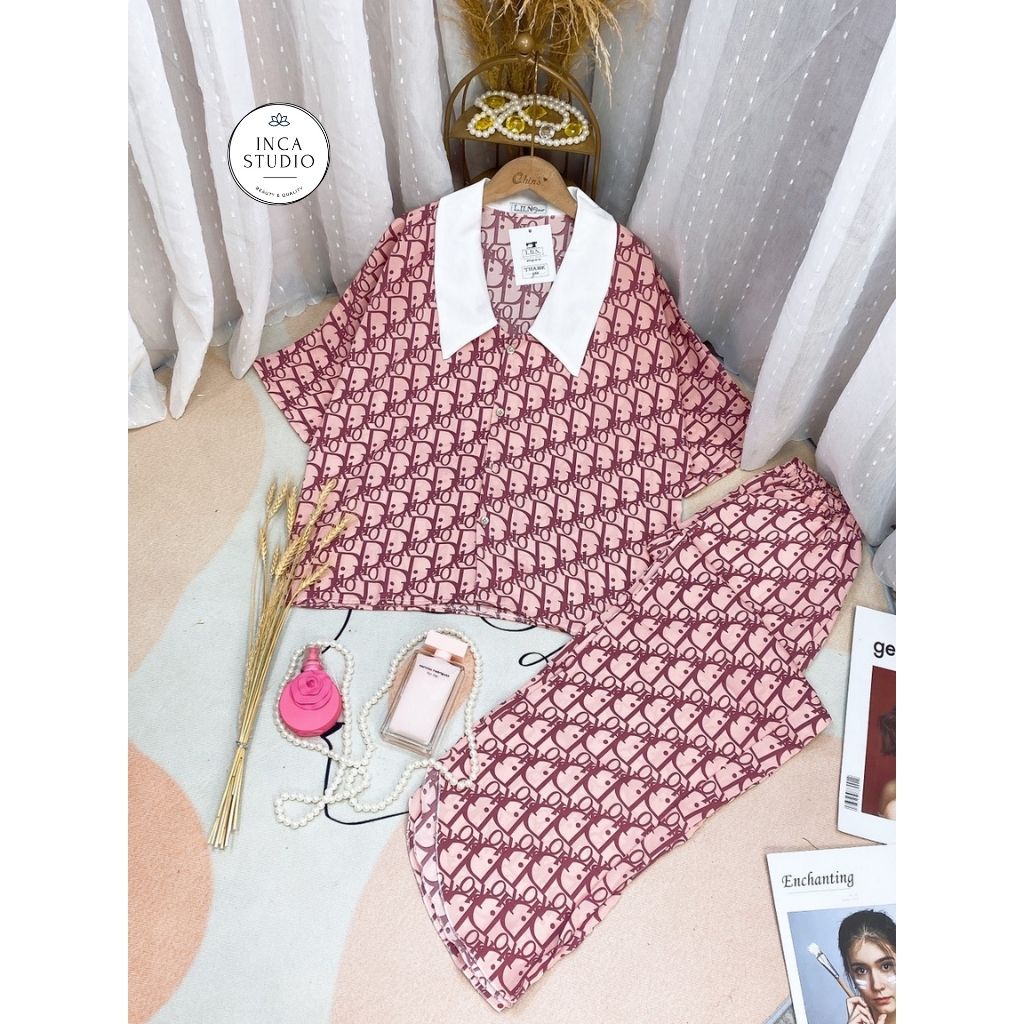 (Xả kho Loai 1- Có size) Đồ ngủ Pyjama lụa Mango cao cấp INCA 17- Chất Lụa thoáng mát, họa tiết siêu xinh