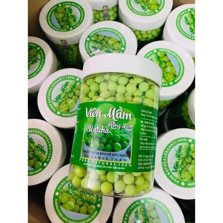 Viên Mầm Hồng Sâm Matcha Nở Ngực, Tăng Vòng 1, Đẹp Da, Tăng Sinh Lý Nữ Lọ 500gr