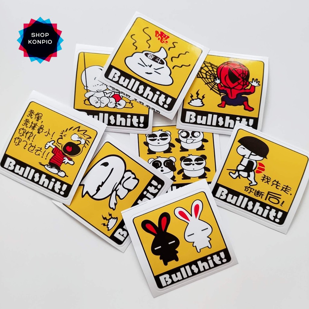 (Hình Ngẫu Nhiên) Tem Sticker Bullshit Cao Cấp Dán Xe Máy, Ô Tô, Mũ Bảo Hiểm