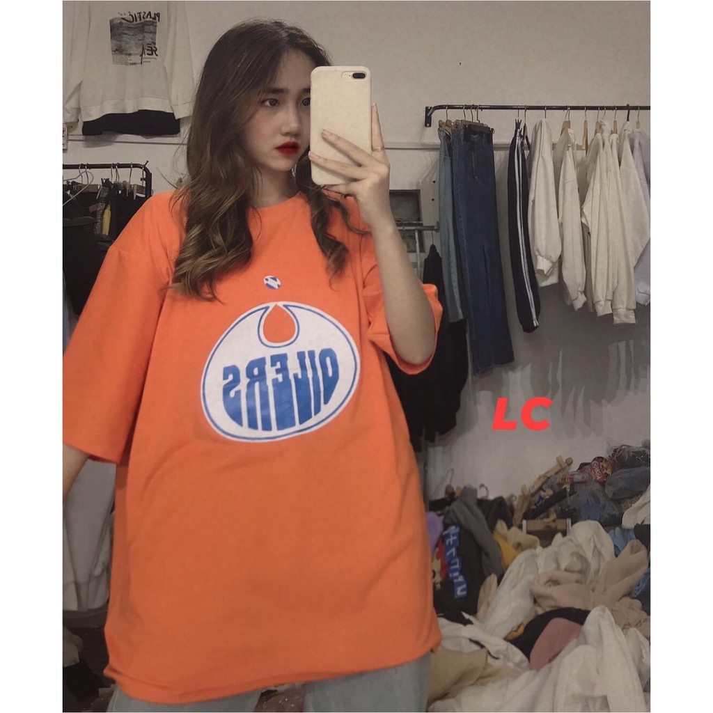 Áo thun tay lỡ mùa hè màu cam siêu nổi OIJERS basic tee phông đơn giản form rộng oversize streetwear cực rực rỡ