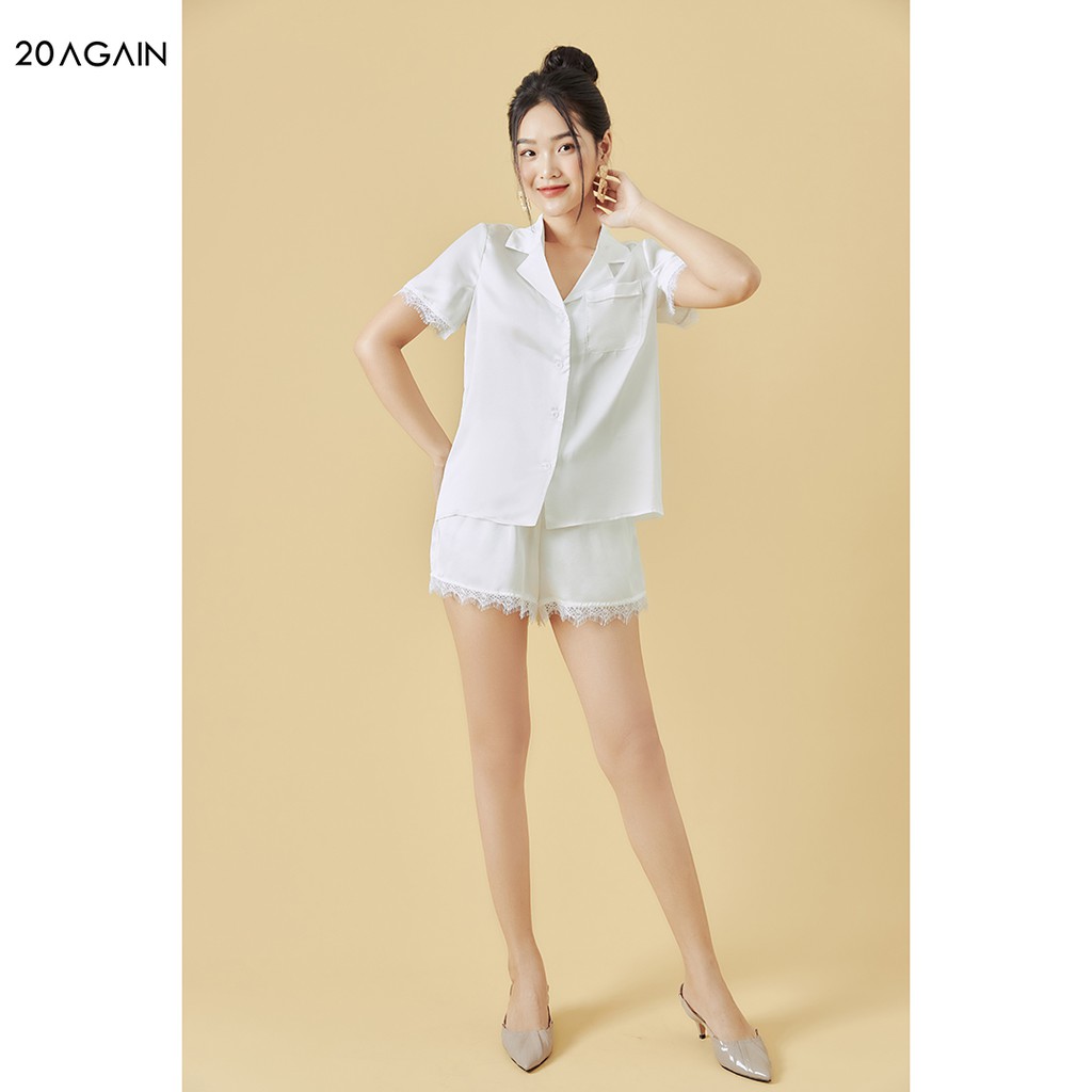 [Mã WABR0101 giảm 10% đơn 99K] Bộ pyjama đùi phối ren 20AGAIN, chất lụa cao cấp, thoáng mát NNA2062 | BigBuy360 - bigbuy360.vn