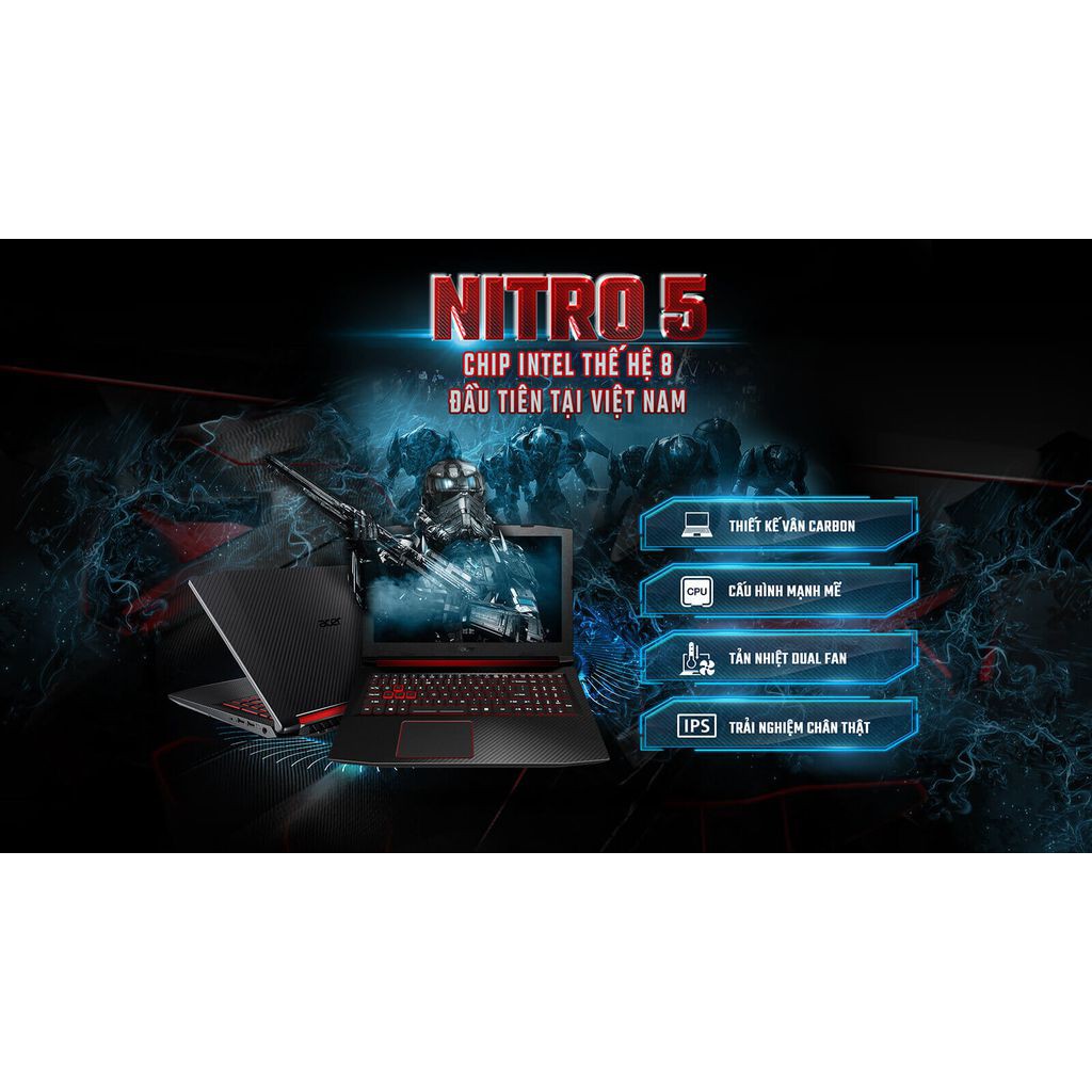 Acer Nitro 5 AN515-52-75FT GTX 1050TI 4GB Intel Core I7 8750H 8GB 128GB 1TB 15.6 FHD IPS,laptop cũ chơi game và đ