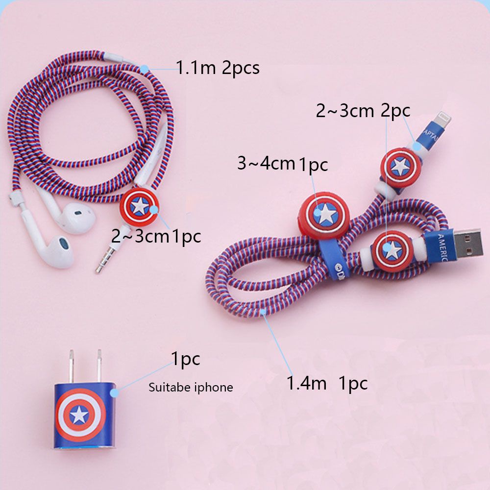 Set 5 dây quấn bảo vệ dây cáp sạc bằng silicon mẫu họa tiết hoạt hình