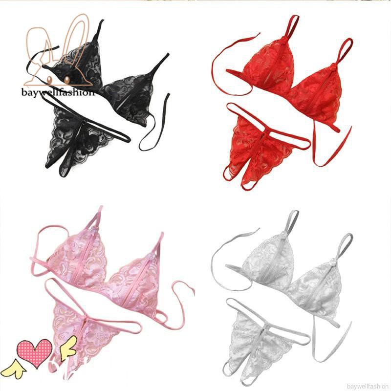 Set Áo Ngực & Quần Lót Nữ G-String Thêu Ren