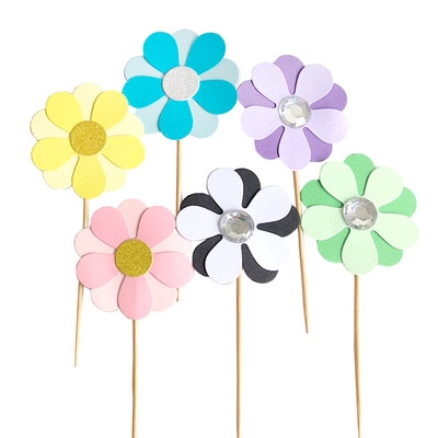 Que cắm bông hoa giấy mix màu (6 que)