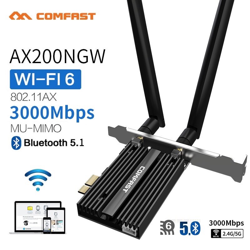 Card mạng không dây CF-AX200 Pro với chip Intel Ax200 802.11ax Bluetooth 5.1 Wi-Fi 6 2.4gbps chuyên dụng