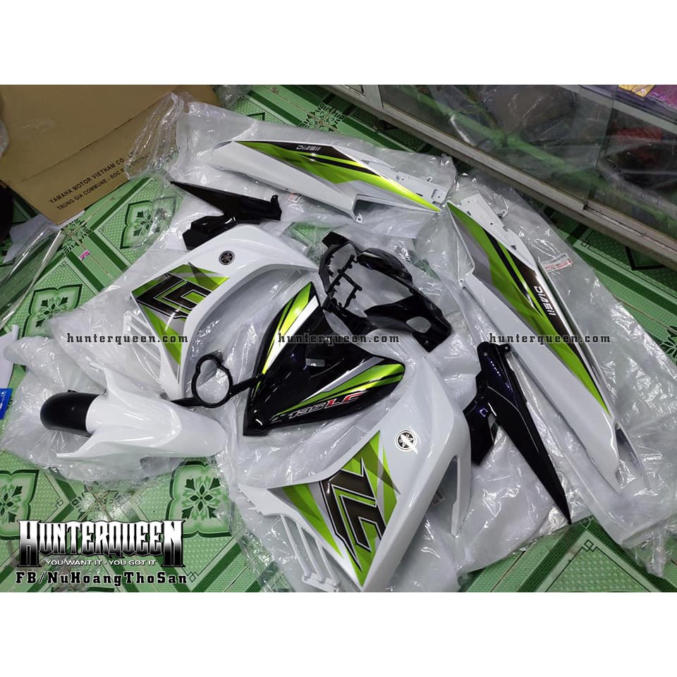 Tem rời Exciter 2011 - Chất liệu crom - LC 2017 trắng, mặt nạ đen - Tùy chỉnh theo yêu cầu