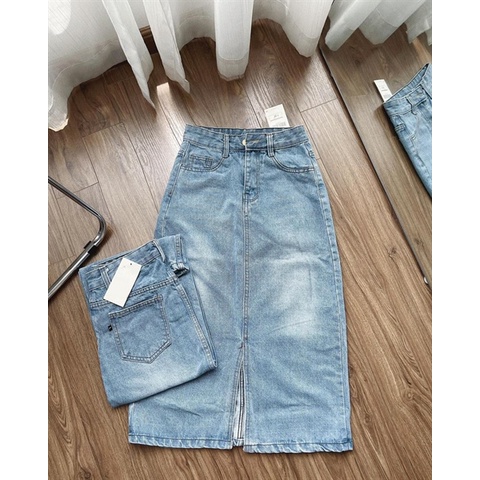 1405VJ - CHÂN VÁY JEAN XẺ TRƯỚC HÓT HÍT
