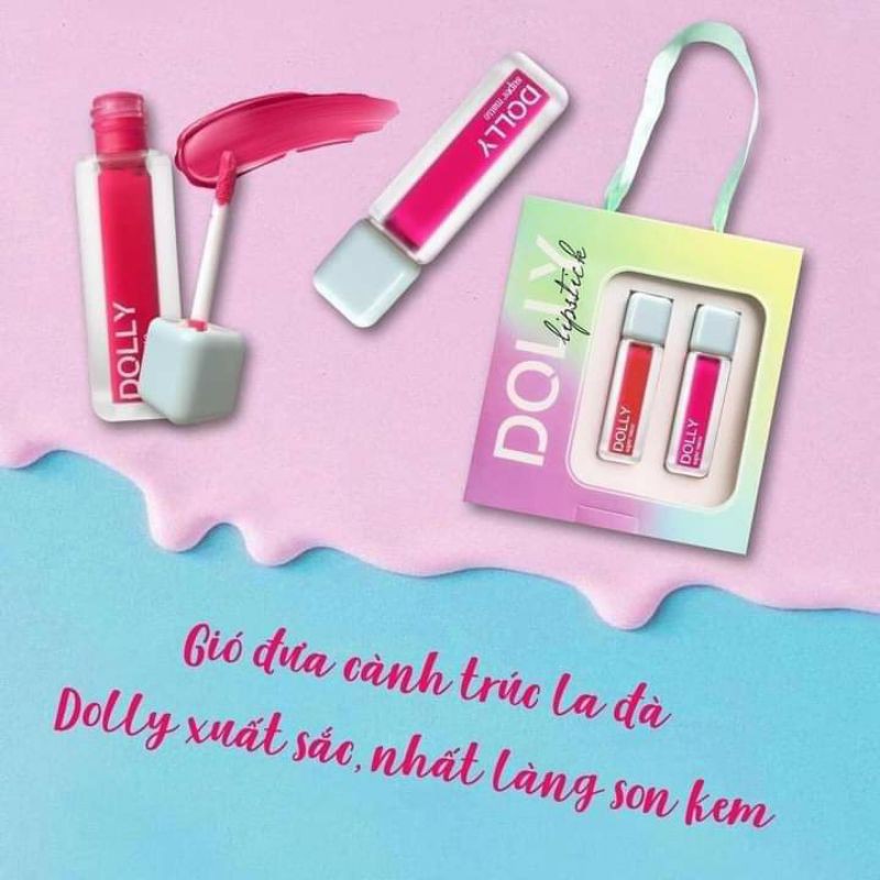 Hot Trend  [ 04 Đỏ R.ư.ợ.u vang ] Son Kem Lì Dolly Super Matte Không Chì Màu Đỏ R.ư.ợ.u vang