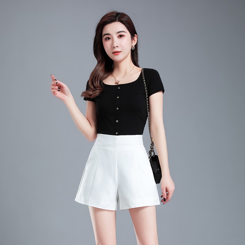 Quần short nữ KIEUANH vải tuyết mưa Quần đùi nữ khóa sau lưng
