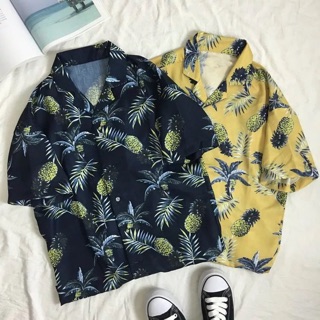 Áo sơ mi hoạ tiết cây dừa