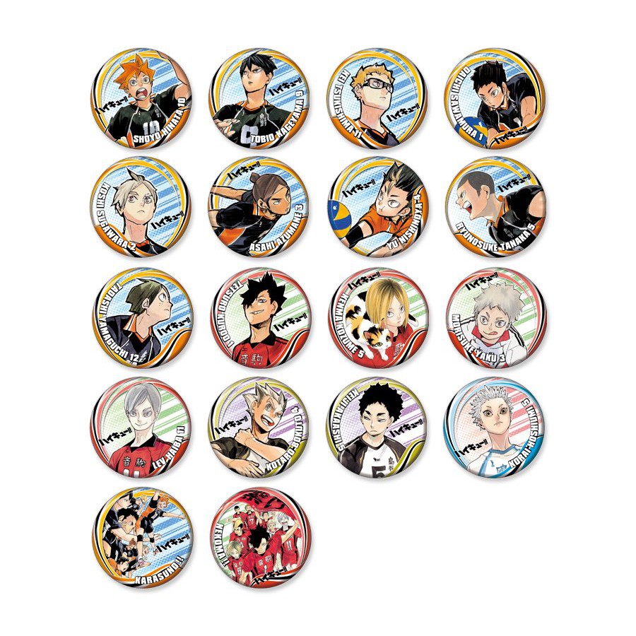 Combo 18 huy hiệu cài áo IN HÌNH Haikyuu! Vua bóng chuyền anime chibi dễ thương tiện lợi
