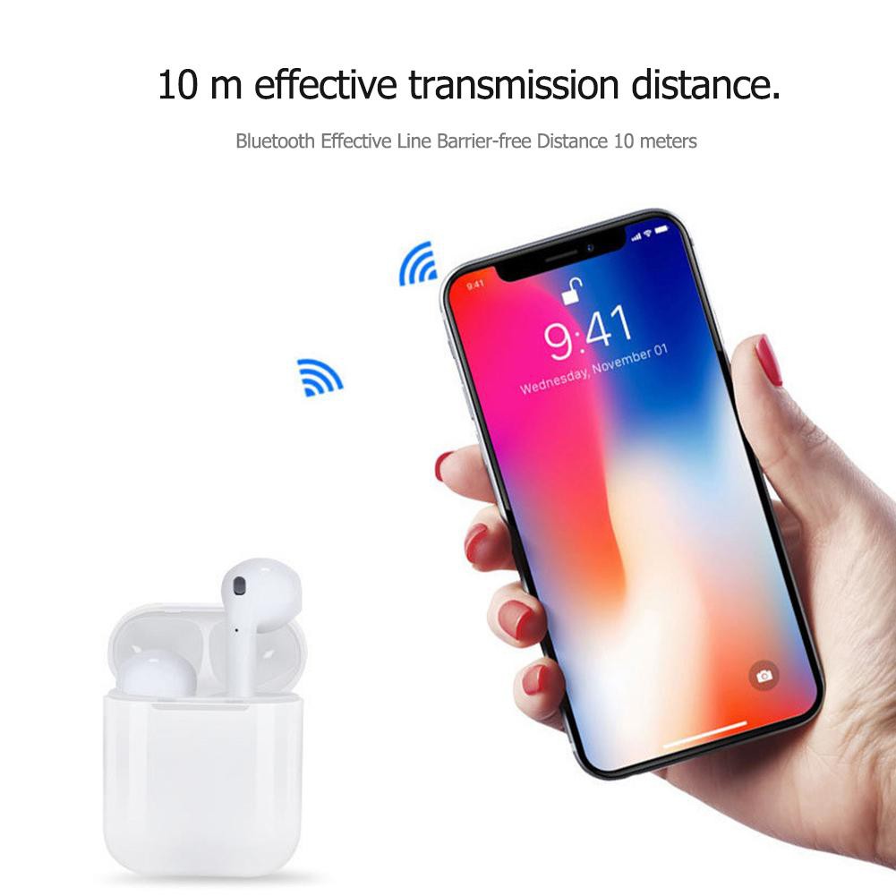 Tai nghe nhét tai i12 TWS mini không dây Bluetooth 5.0 điều khiển chạm kèm hộp sạc