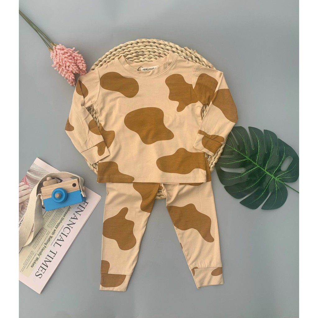 45.[HCM] Bộ Quần áo thu đông trẻ em tay dài quần dài, đồ bộ bò sữa hàng Cotton thun lạnh Minky Mom, vải Sài Gòn loại 1