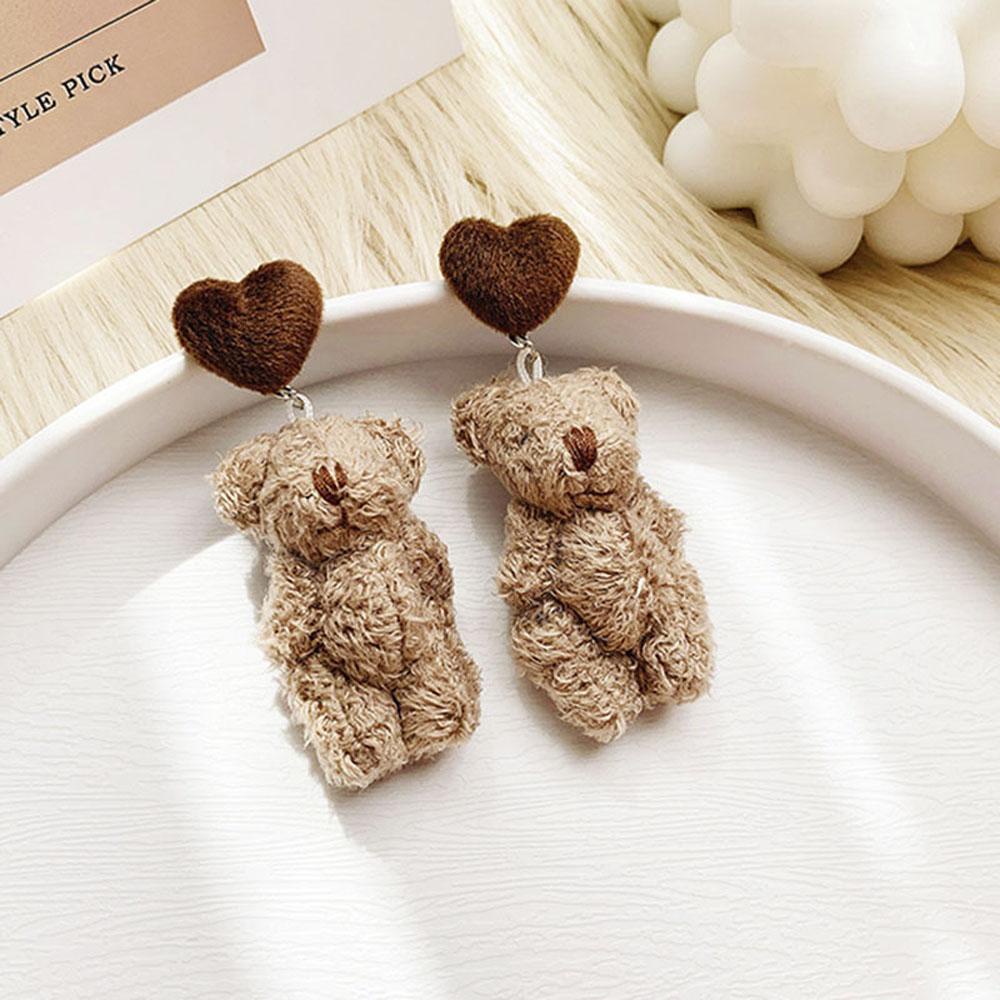 Bông Tai Hình Gấu Teddy Phong Cách Vintage