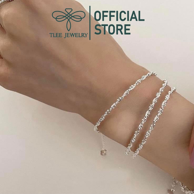 Lắc tay bạc nữ TLEE mẫu xoắn bi kiềng mềm nữ tính TleeJewelry LT0141