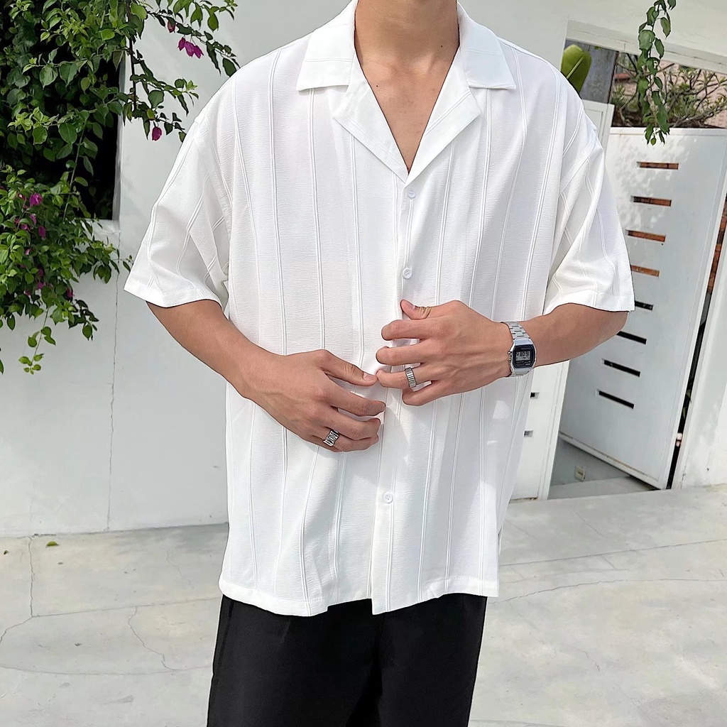 Áo Thun Dệt Kim Tay Ngắn Màu Trơn Đơn Giản Thời Trang Hàn Quốc Cho Nam