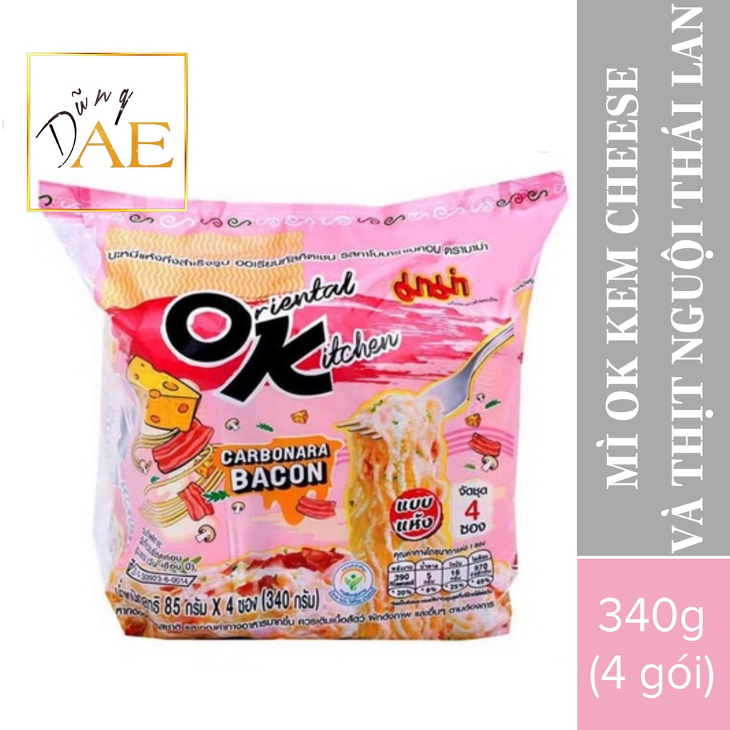 Mì OK Sốt Kem Tươi Phô Mai Thịt Xông Khói Thái Lan - 340g