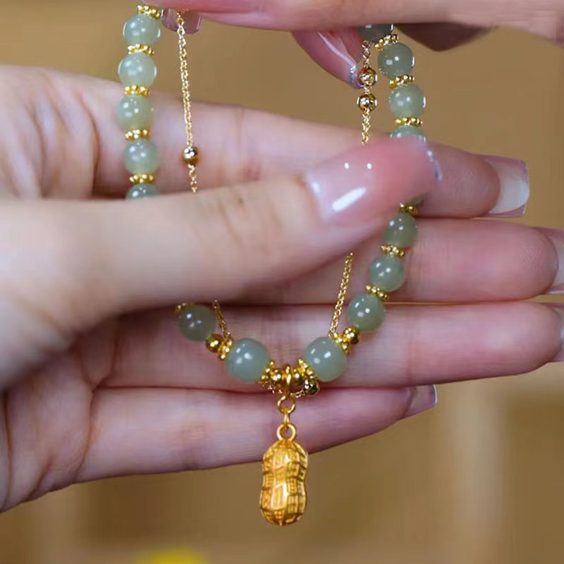 Good Things Vòng Tay Chuỗi Hạt Đậu Phộng Hetian Tự Nhiên Hai Lớp Kho Báu Cao Cấp Cùng Phong Cách Tik Tok