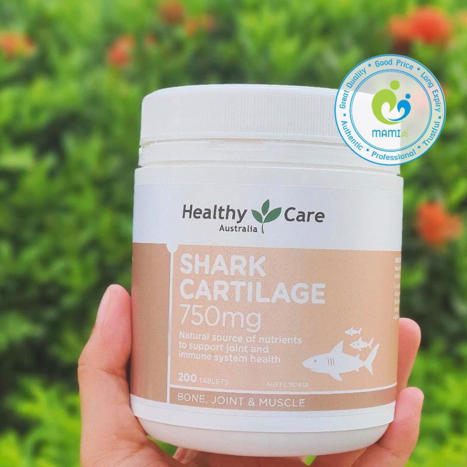 Sụn vi cá mập (200v) hỗ trợ xương khớp cho người lớn trên 18 tuổi Healthy Care Shark Cartilage 750mg, Úc