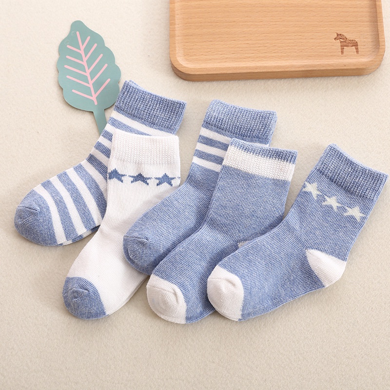 Set 5 Đôi Vớ Cotton Thoáng Khí Thấm Hút Mồ Hôi In Họa Tiết Hoạt Hình Doraemon Dành Cho Các Bé 1-12 Tuổi