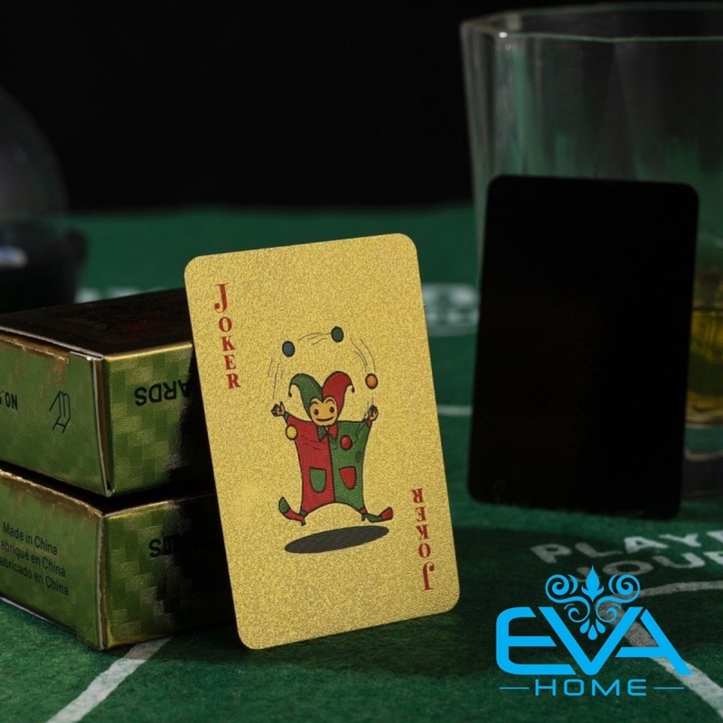 Bộ Bài Poker Nhựa PVC Mini Nhũ Vàng Chống Thấm Nước Độc Lạ Sang Trọng SP74