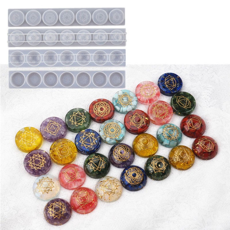 Set 2 khuôn nhựa resin hình 7 luân xa độc đáo