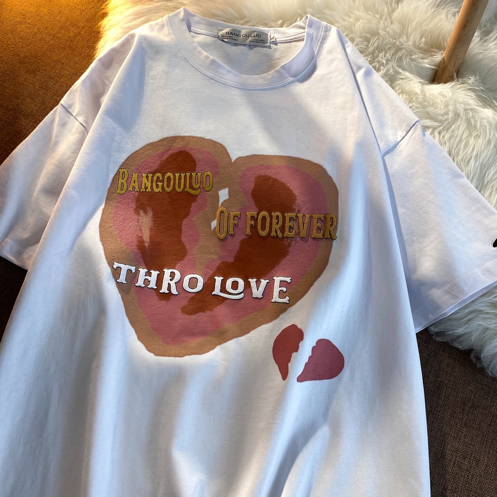 NRVP Áo Thun Mùa Hè Tay Cộc Oversize In Họa Tiết Phong Cách Hàn Quốc Cho Nam / Nữ