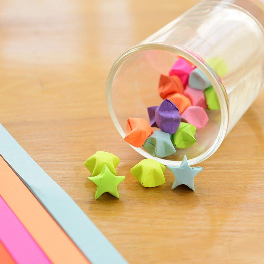 Giấy Xếp Origami Họa Tiết Ngôi Sao May Mắn Nhiều Màu Sắc DIY