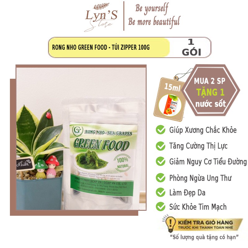 Rong nho 📛 𝑭𝑹𝑬𝑬𝑺𝑯𝑰𝑷 📛 nho biển, giá rong nho thương hiệu Green Food Túi Zipper 100g