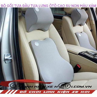 BỘ GỐI TỰA ĐẦU TỰA LƯNG ÔTÔ CAO SU NON CAO CẤP MÀU XÁM