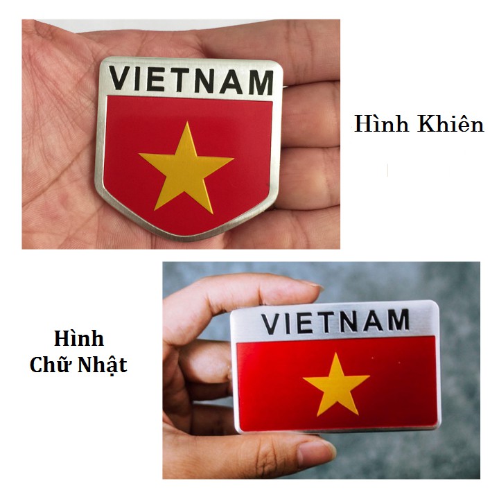 Tem nhôm logo kim loại hình lá cờ Việt Nam