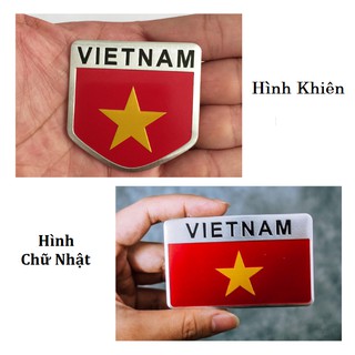 Tem nhôm logo kim loại hình lá cờ Việt Nam
